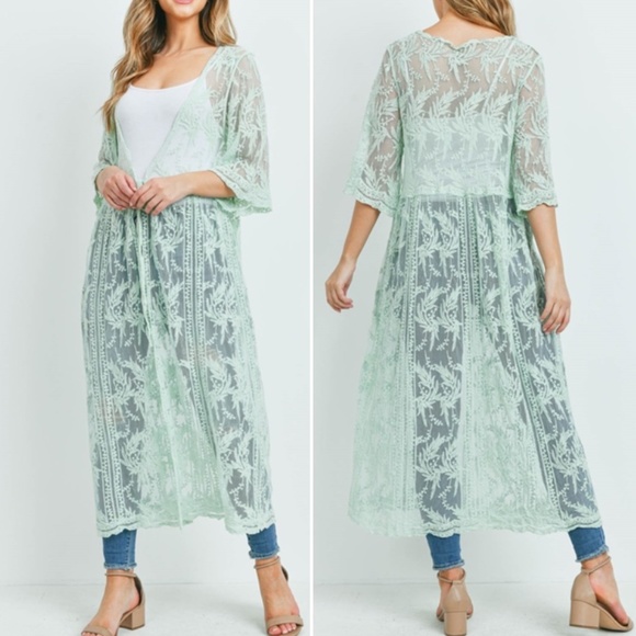 Trend Setter Diva Boutique Sweaters - #12 Mint Lace cardigan/ Kimono